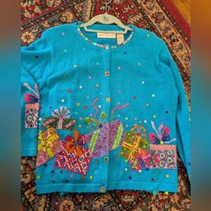 Vintage Jane's Closet Party Gifts Sweater, S, Beaded, Embellished, Festive!